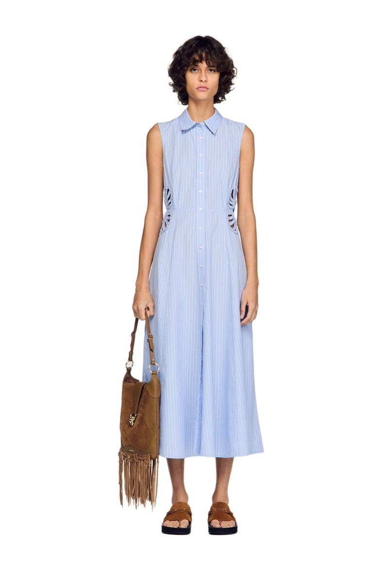 Striped cotton maxi dress, Alternate, color, Sky blue