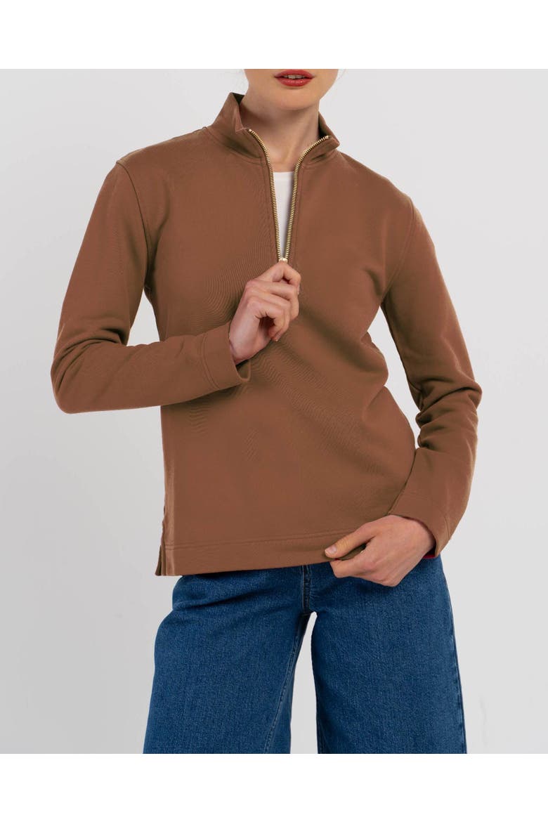 Robyn 1/4 Zip Sweatshirt, Alternate, color, Light Chocolate