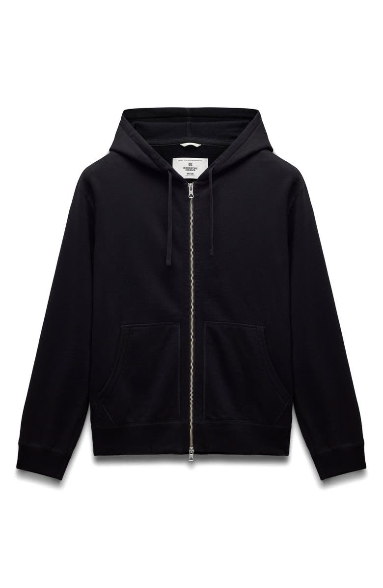 Reigning Champ Midweight Terry Standard Full Zip Hoodie, Alternate, color, Black