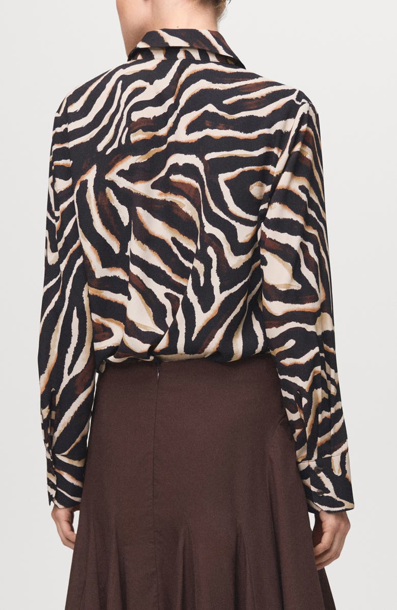 MANGO Dot Print Button-Up Shirt, Alternate, color, Black