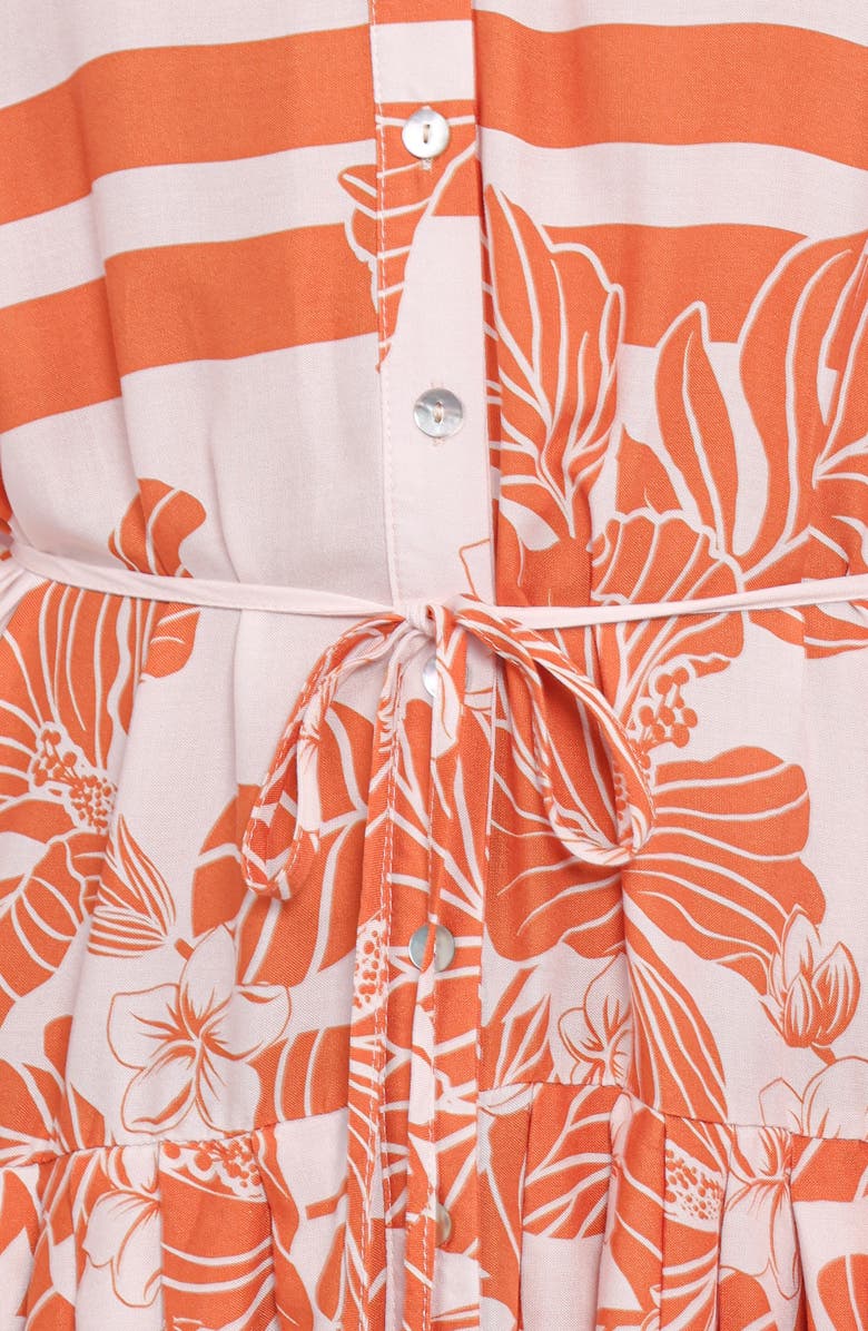 Petal & Pup Jules Mixed Print Long Sleeve Dress, Alternate, color, White/ Orange