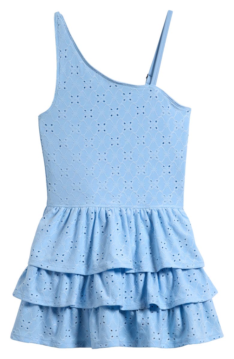 abercrombie kids Kids' Active Eyelet One Shoulder Minidress, Main, color, Cerulean