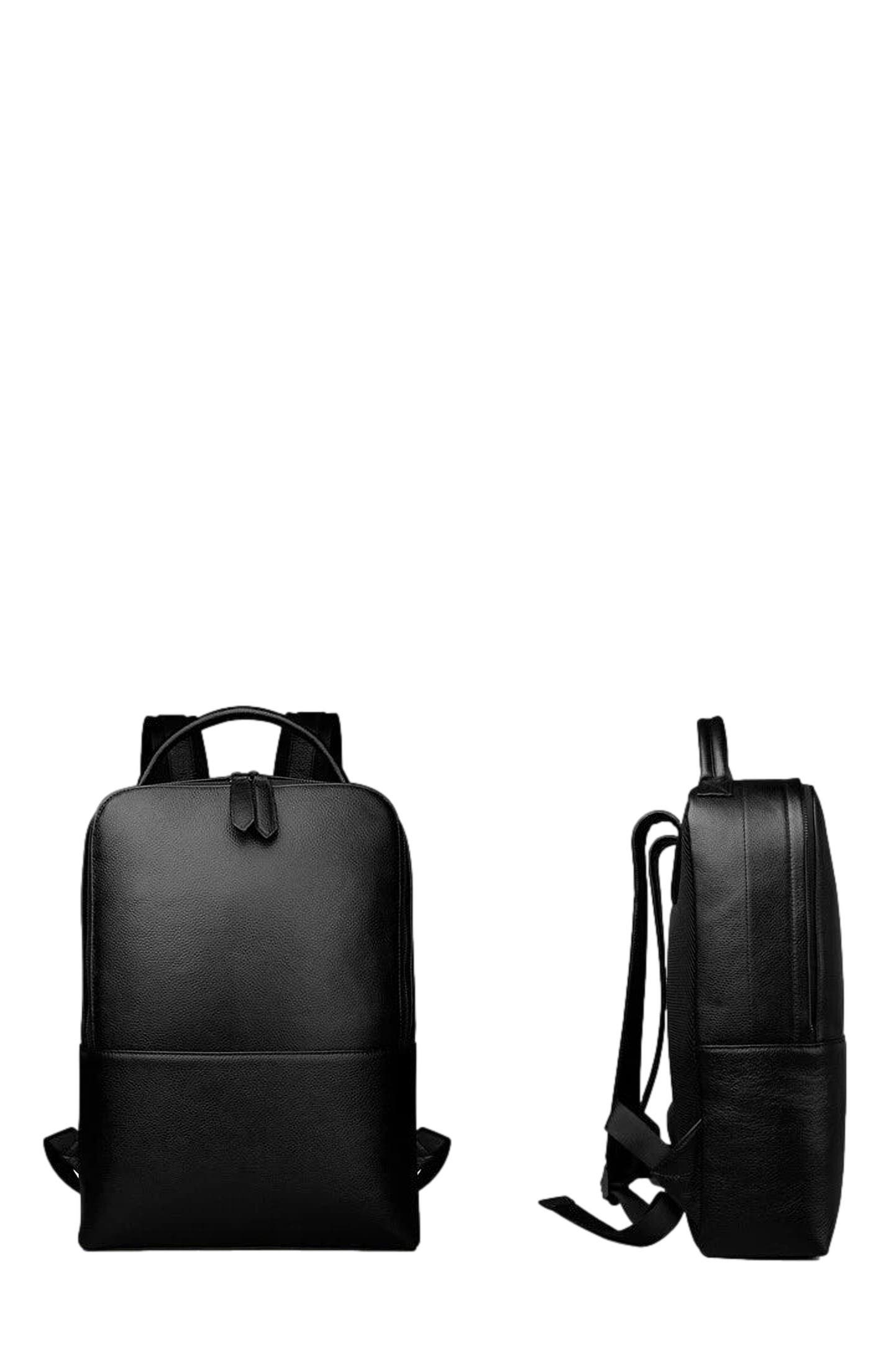 STEEL HORSE LEATHER Skald Black Pebbled Leather Backpack | Slim Black Leather Backpack, Alternate, color, Black
