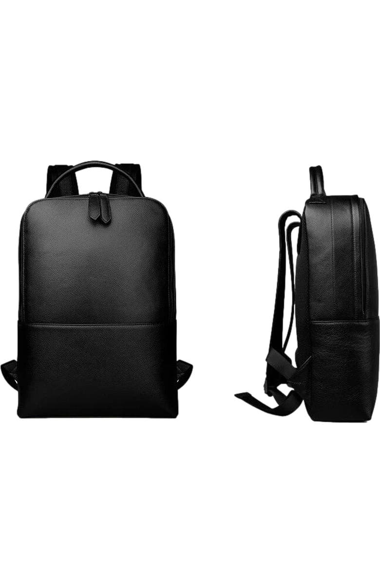 STEEL HORSE LEATHER Skald Black Pebbled Leather Backpack | Slim Black Leather Backpack, Alternate, color, Black