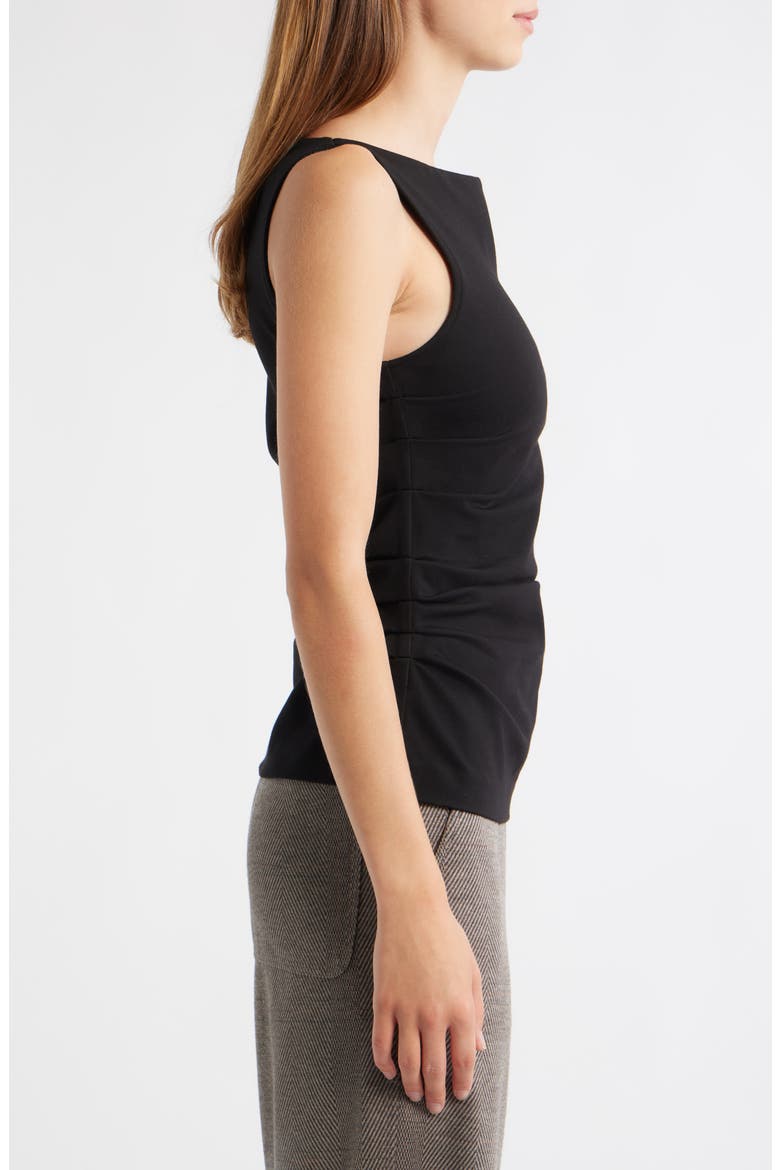 Irina Shirred Ponte Tank, Alternate, color, BLACK