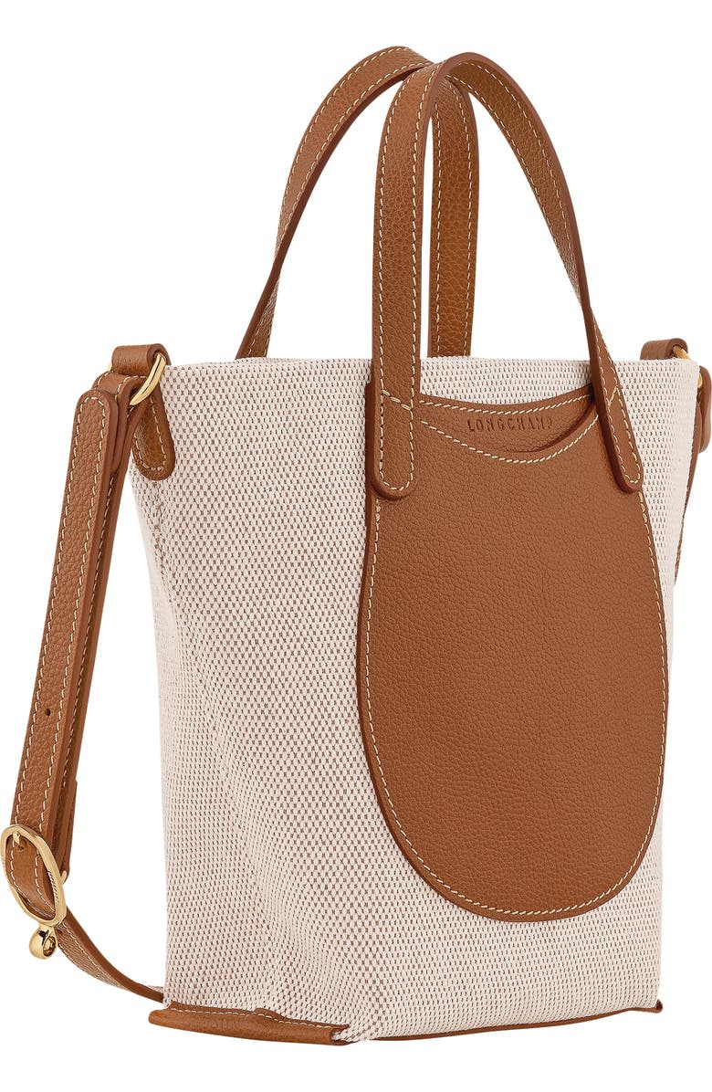 Longchamp Extra Small Le Foulonne Toile Cotton Canvas & Leather Tote, Alternate, color, Caramel