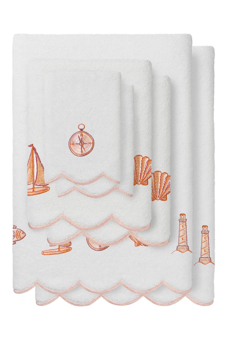 Sea Joy Scallop 6-Piece Embellished Towel Set, Main, color, WHITE/ PINK