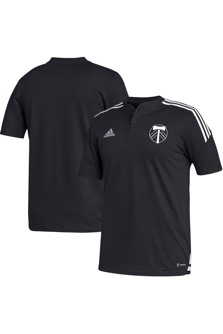 Men's adidas Black Portland Timbers Henley AEROREADY Polo, Main, color, Black