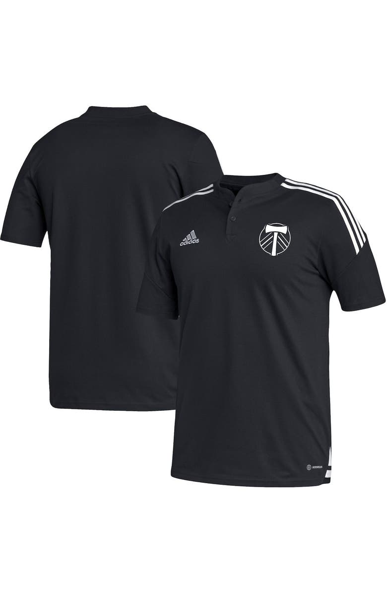 adidas Men's adidas Black Portland Timbers Henley AEROREADY Polo, Main, color, Black