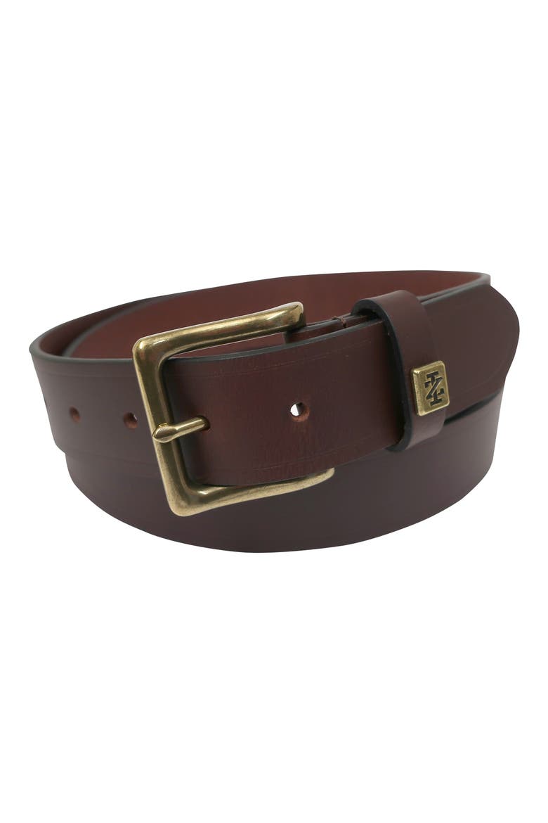 Cut Edge Leather Belt, Alternate, color, BROWN
