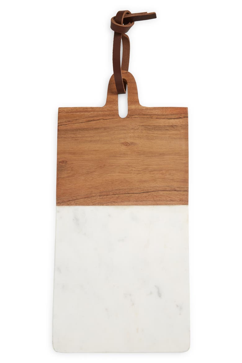 Wood & Marble Serving Board, Main, color, WHITE CLOUD MARBLE