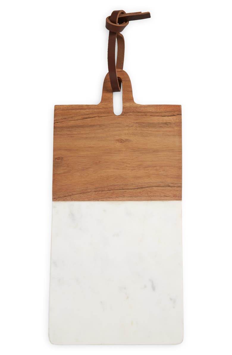 Nordstrom Wood & Marble Serving Board, Main, color, White Cloud Marble