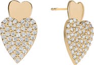 LANA Double Diamond Heart Drop Earrings