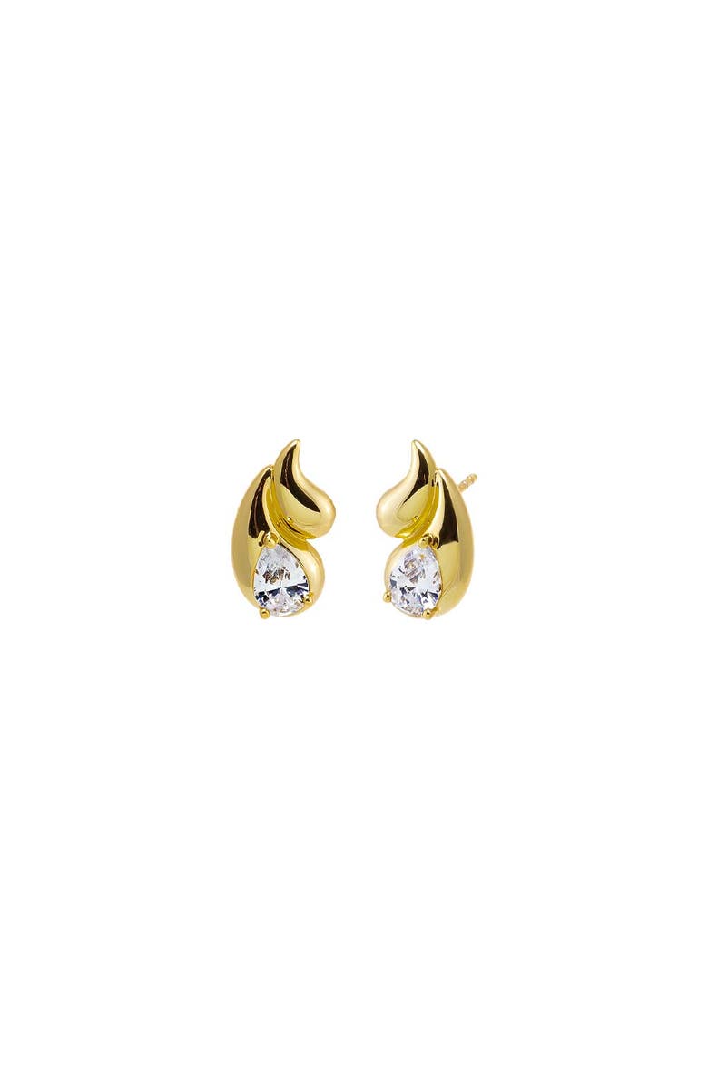 BY ADINA EDEN CZ Double Teardrop Stud Earring, Main, color, Pearl White