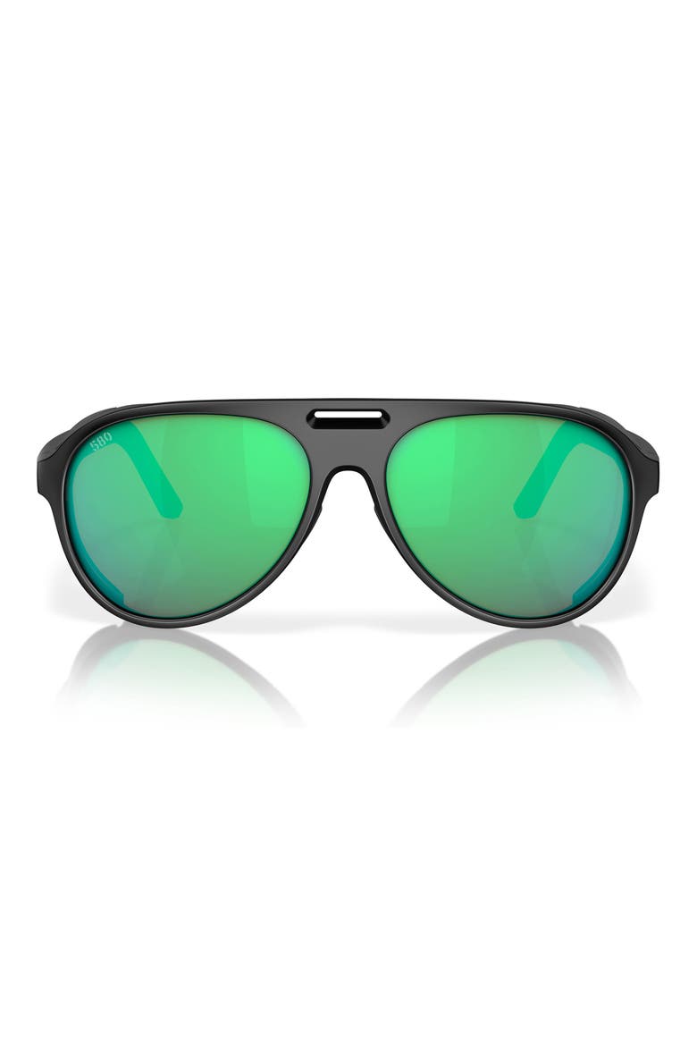 Grand Catalina 59mm Polarized Mirrored Aviator Sunglasses, Main, color, BLACK / GREEN MIRROR 580G