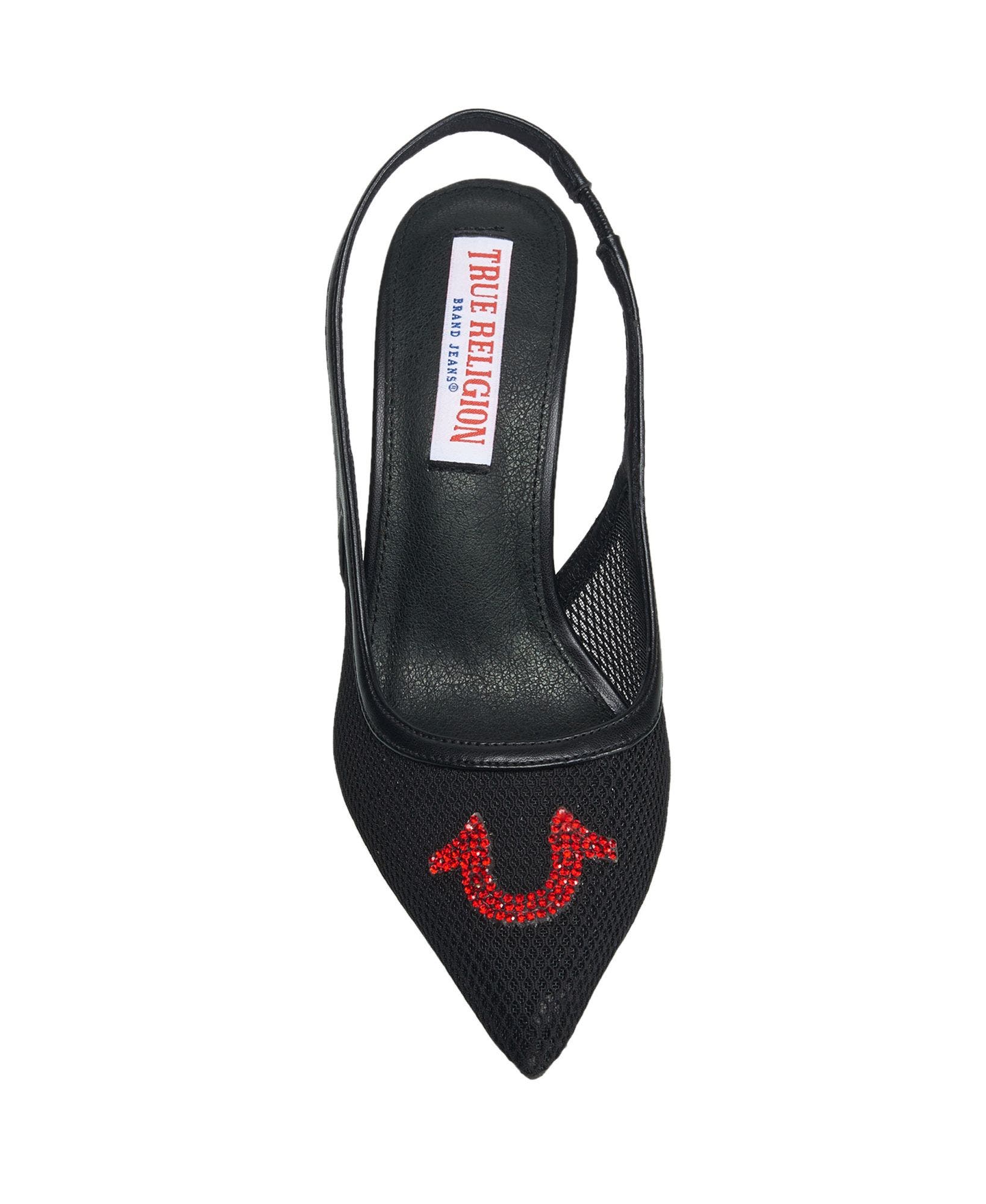 Ella Mesh Horseshoe Logo Heel, Alternate, color, Black