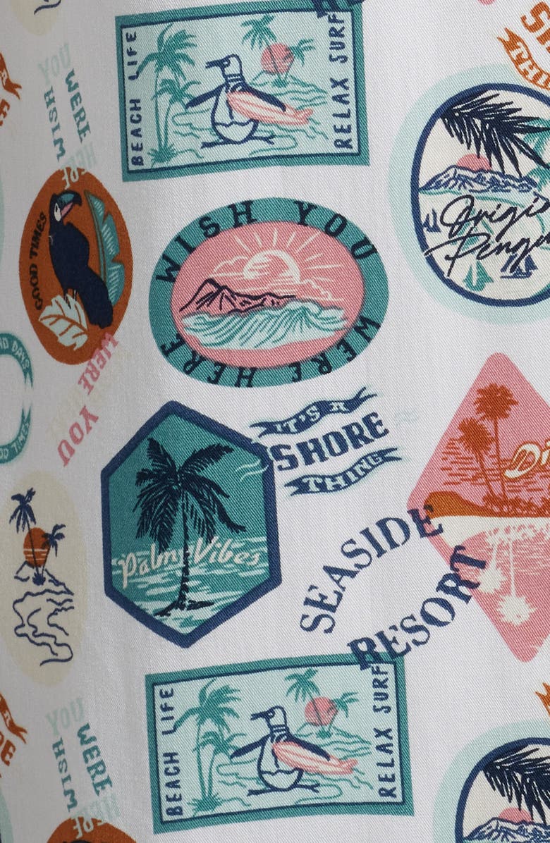 Original Penguin Vacation Print Short Sleeve Button-Up Shirt, Alternate, color,