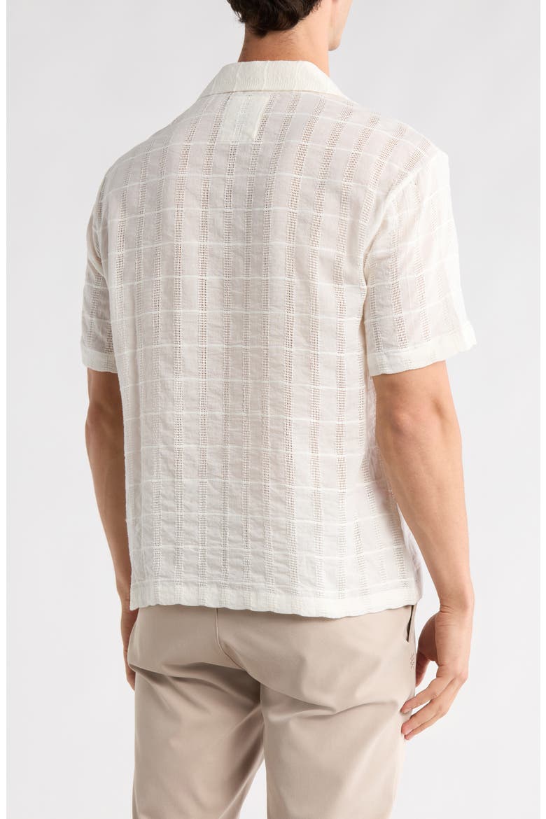 Textured Relaxed Fit Camp Shirt, Alternate, color, OFF WHITE