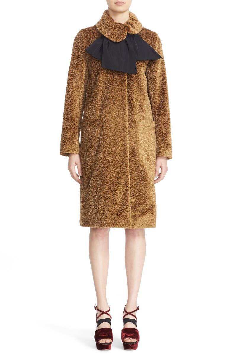 Isa Arfen Asymmetrical Tie Collar Coat, Main, color,