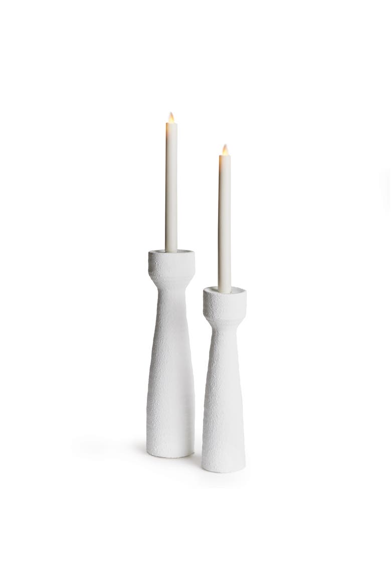 Colton Taper Candle Holder Stands Set of 2, Main, color, White