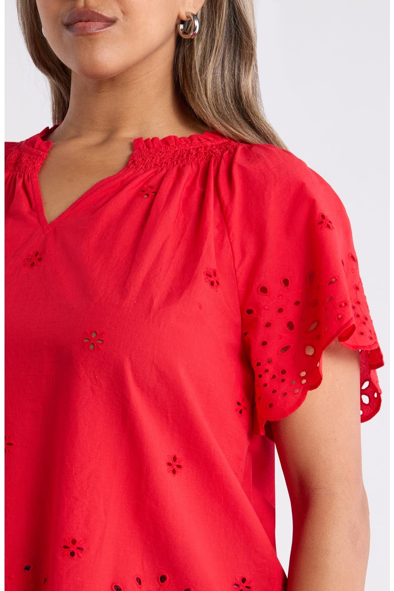 Cotton Eyelet Top, Alternate, color, RED RADISH