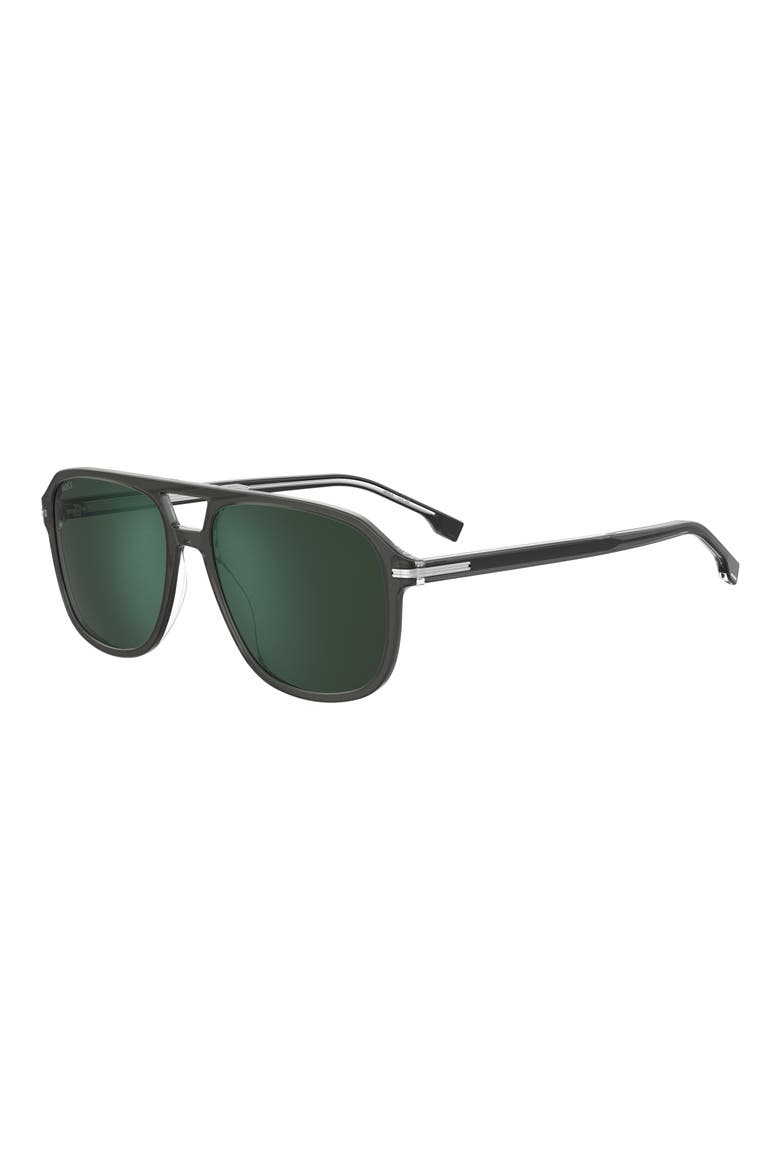 57mm Square Sunglasses, Alternate, color, GREY CRYSTAL/ GREEN SP