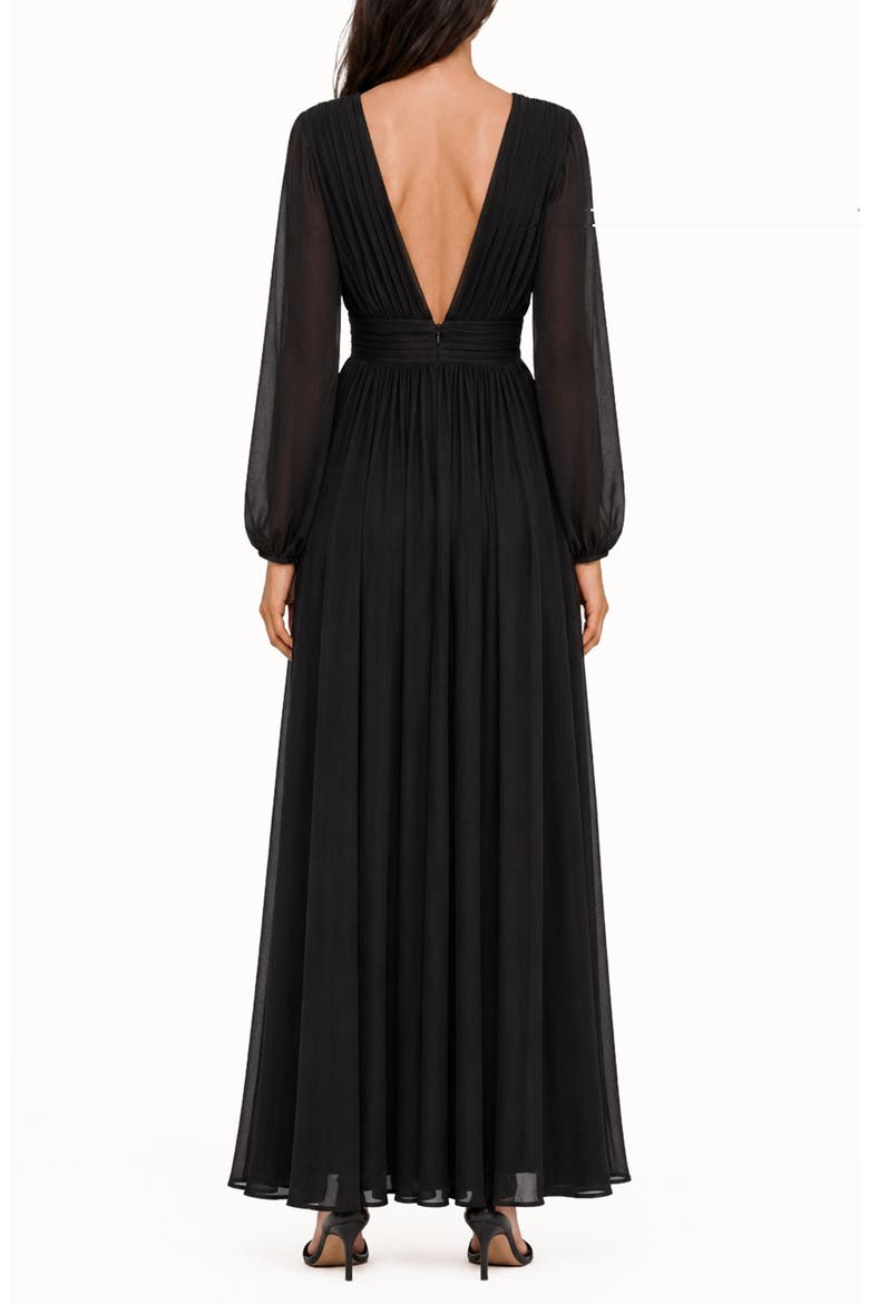 Iris Plunge Neck Long Sleeve Maxi Dress, Alternate, color, JET BLACK
