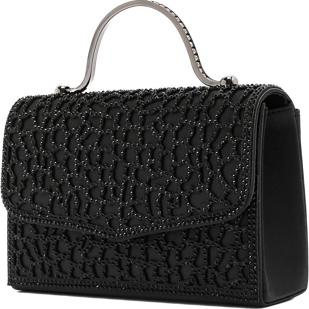 Lady Couture Rhinestone Handbag In Black
