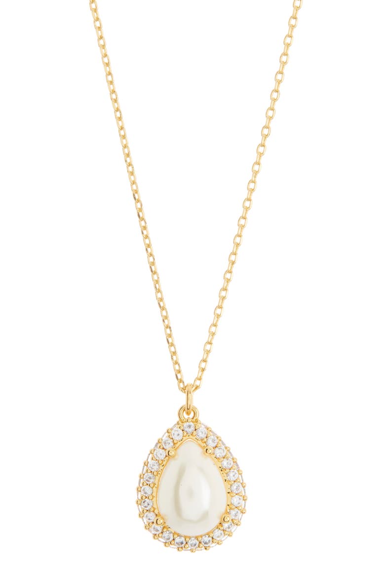 brilliant statements pavé halo pendant necklace, Main, color, CREAM/GOLD.