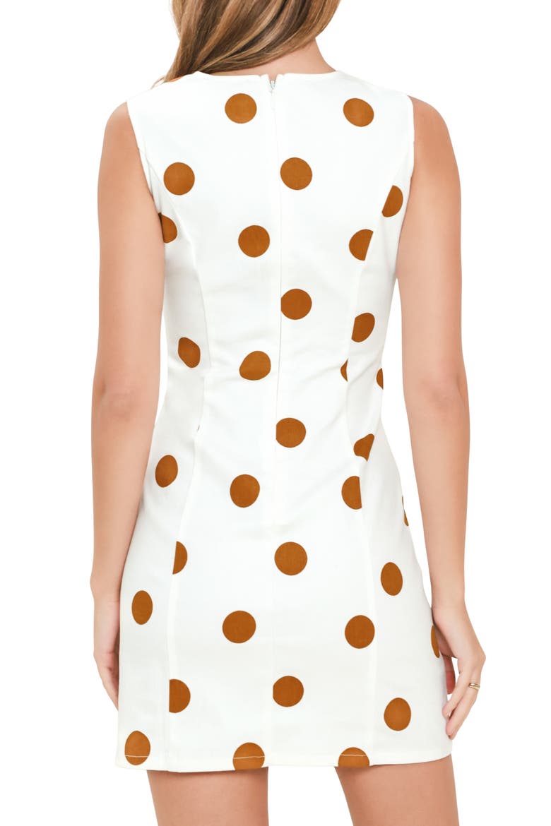 Polka Dot Minidress, Alternate, color, IVORY/BROWN