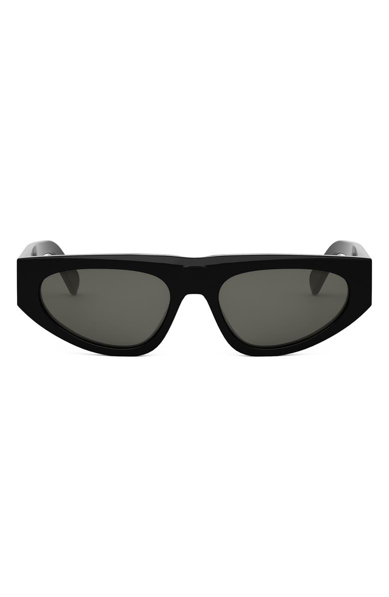 CELINE Monochroms 55mm Geometric Sunglasses, Main, color, Shiny Black / Smoke