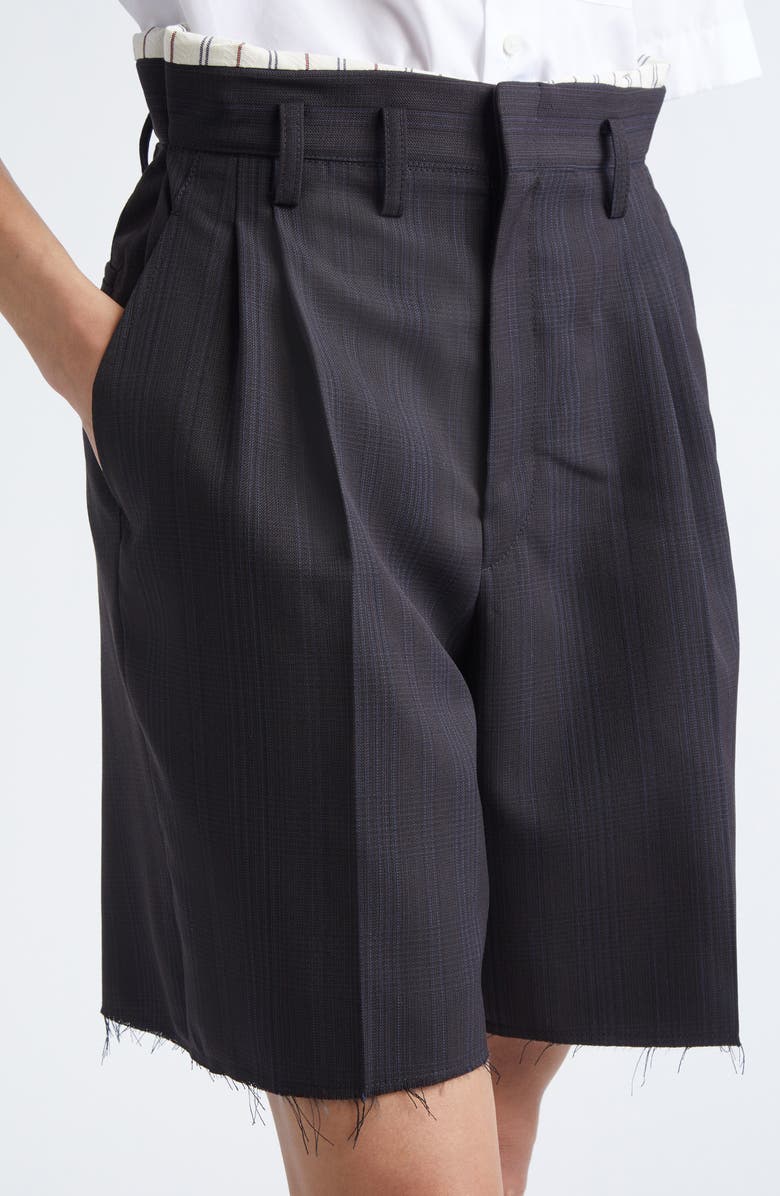 Maison Margiela Anonymity of the Lining Virgin Wool & Cotton Shorts, Alternate, color, Black/ Blue