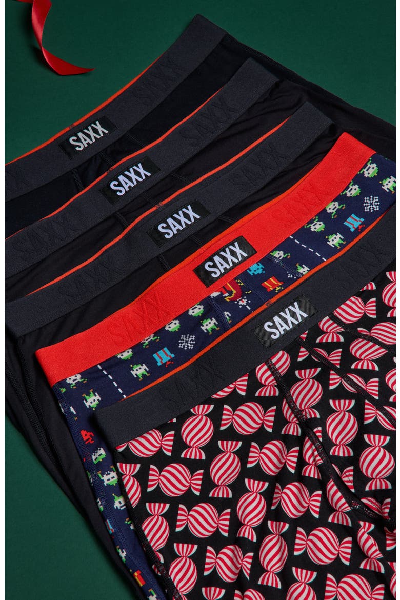 Vibe 5-Pack Boxer Briefs, Alternate, color, SWEET/ SLEIGH INVADERS/ BLACK