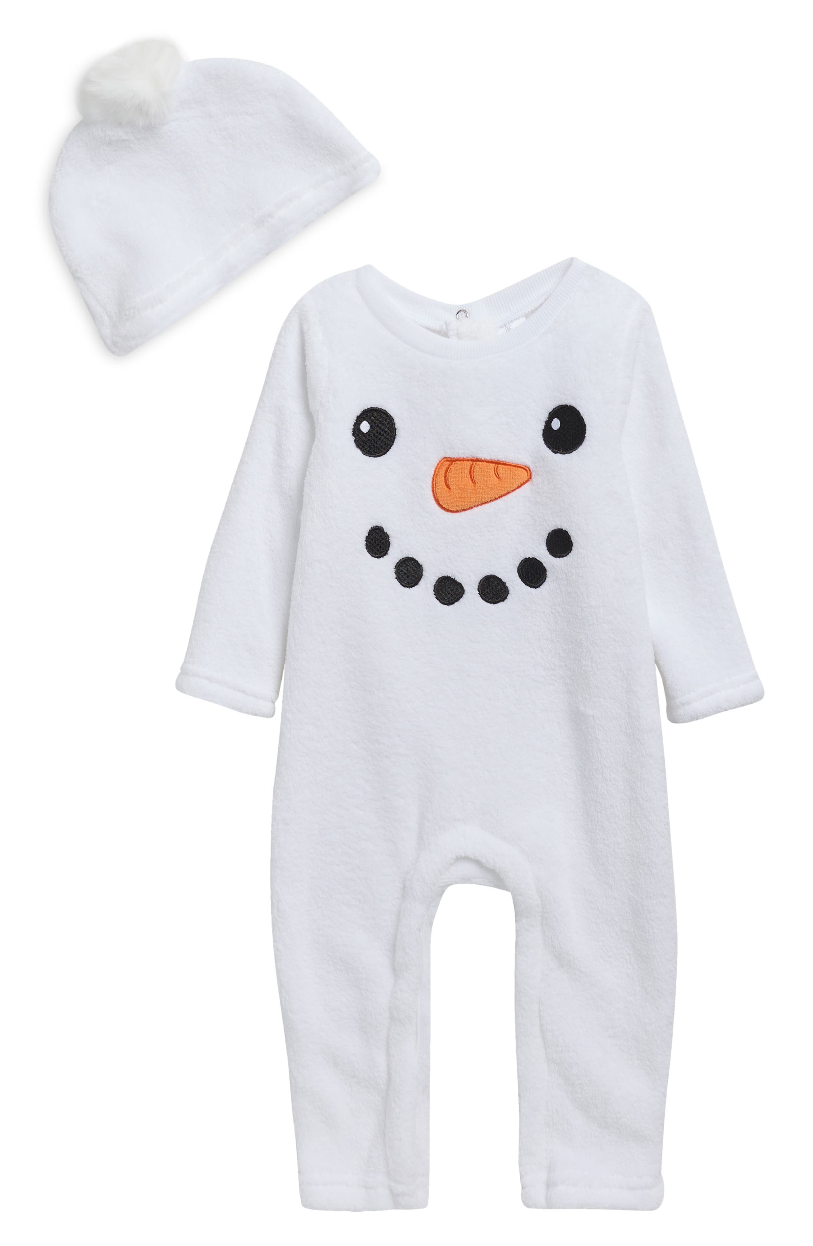 BABY STARTERS Snowman Face Romper & Hat Set