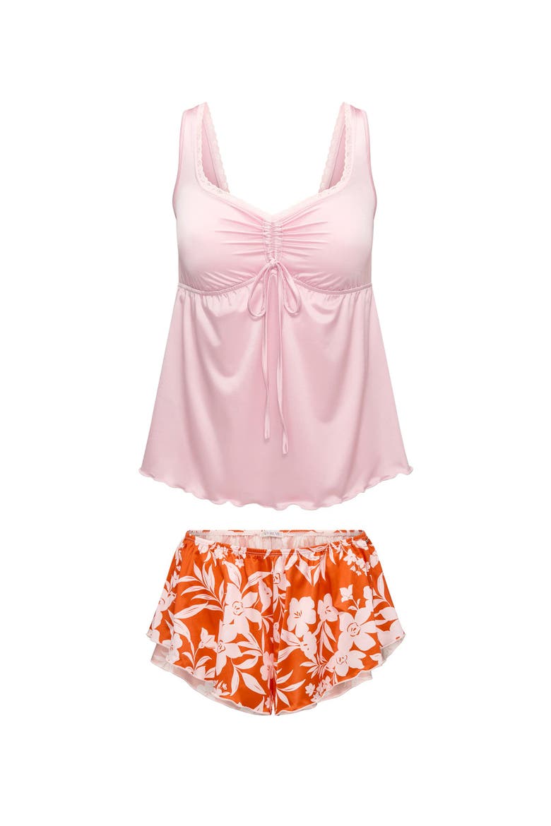 Lavern Pajama Tank Top & Shorts Set, Alternate, color, Floral orange