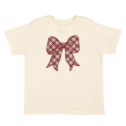 Christmas Plaid Bow Patch Short Sleeve T-Shirt (Baby, Toddler, Little Kid & Big Kid)