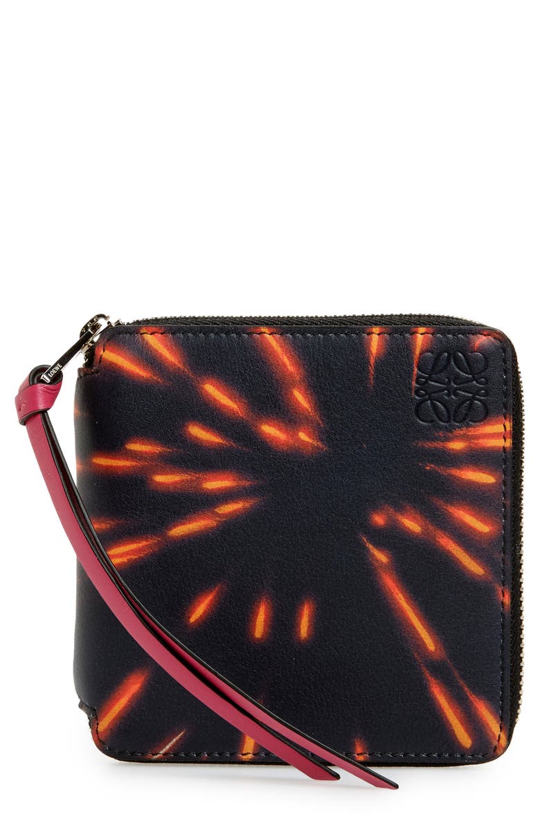 Loewe Fireworks Print Calfskin Leather Zip Wallet, Main, color, 