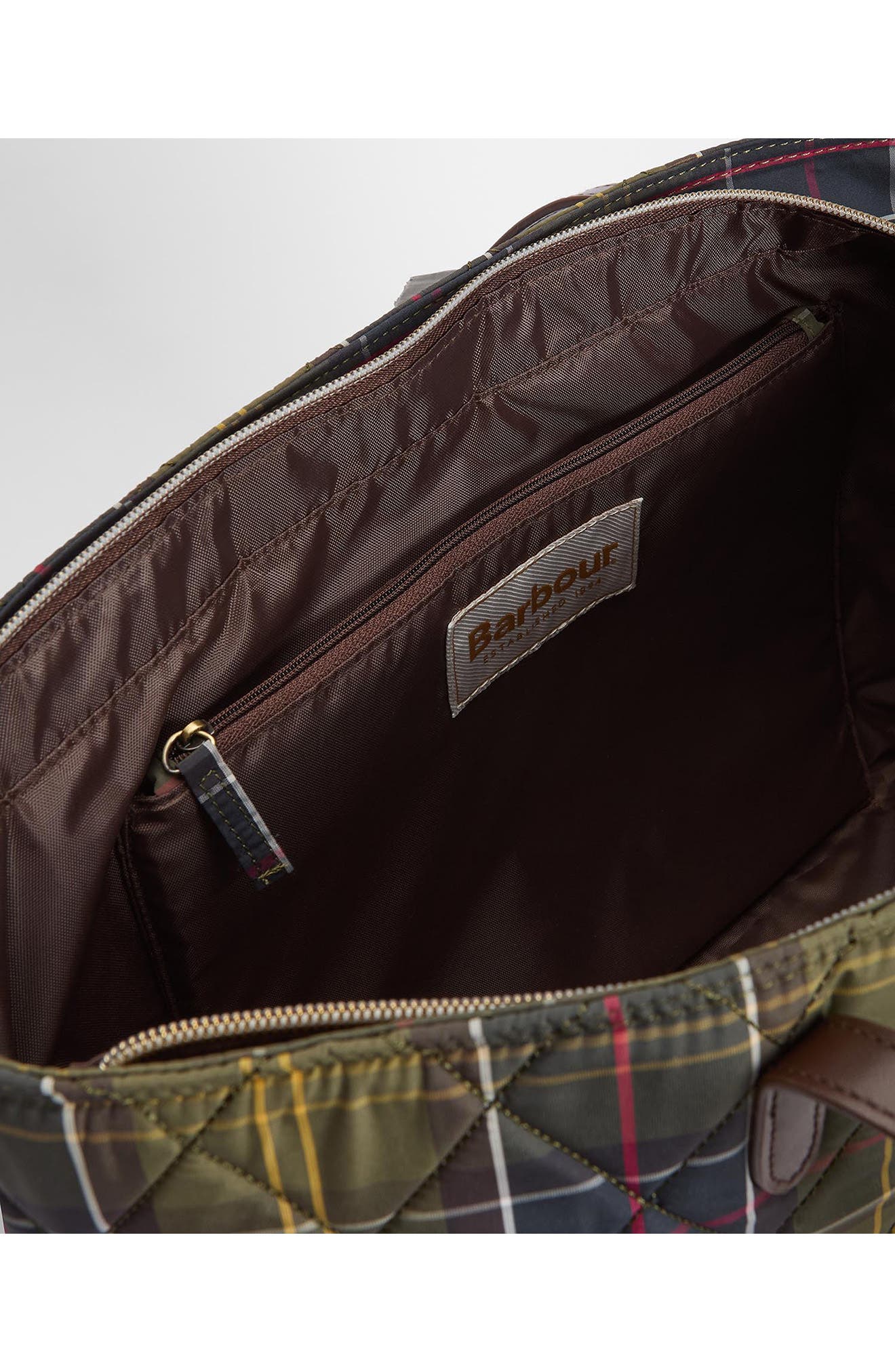 Barbour Wetherman Quilted Tartan Tote, Alternate, color, Classic Tartan