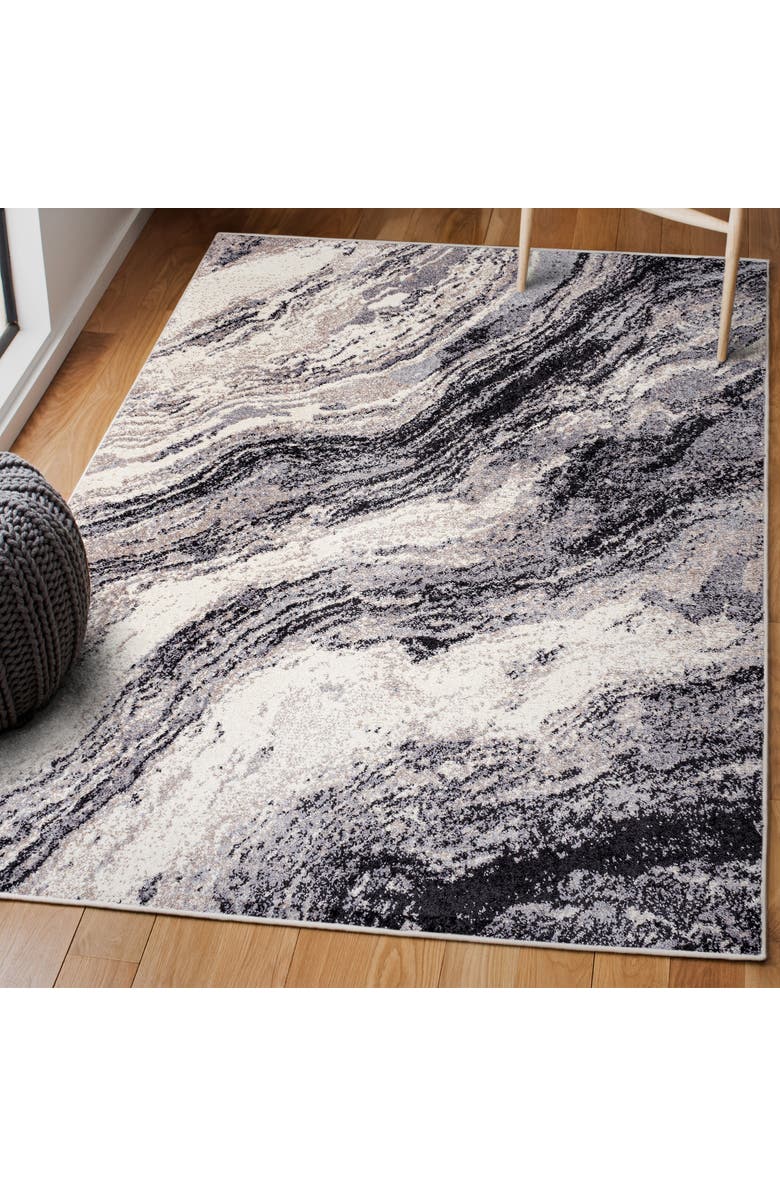 JONATHAN Y Kassia Contemporary Glam Abstract Marble Area Rug, Alternate, color, Charcoal/Cream
