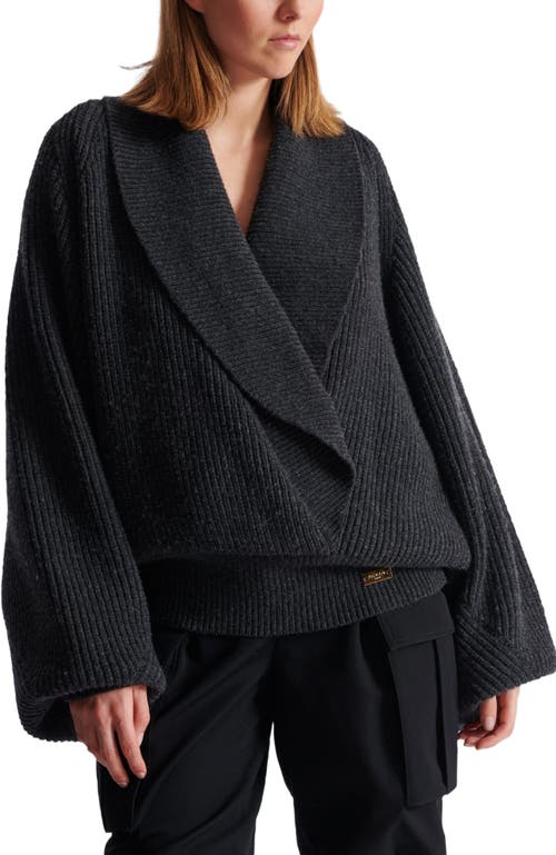Balmain Oversized Wrap Knit Jumper In Gray