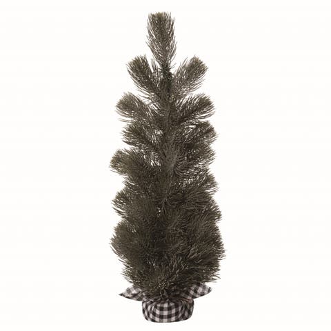 Artificial Multicolor Christmas Tree In Buffalo Check Bag