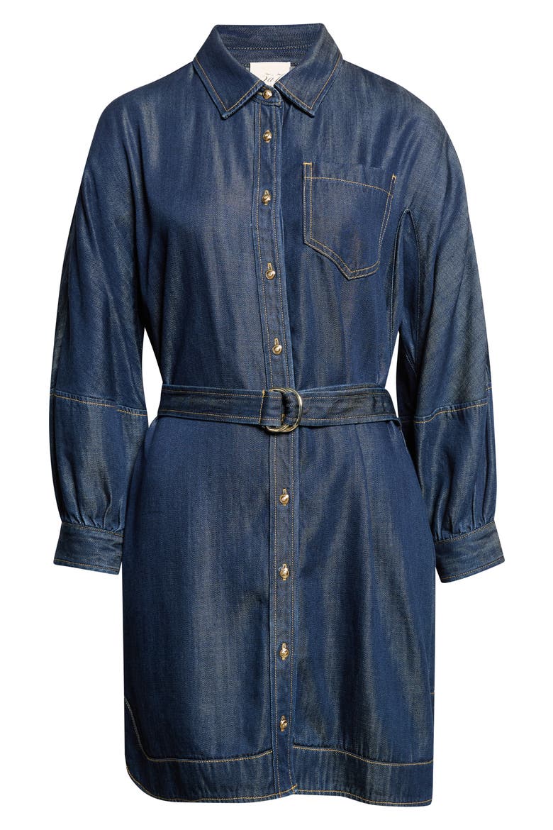 Leona Belted Denim Shirtdress, Main, color, MER