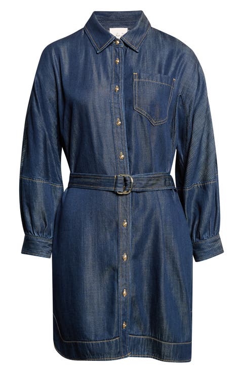 Leona Belted Denim Shirtdress