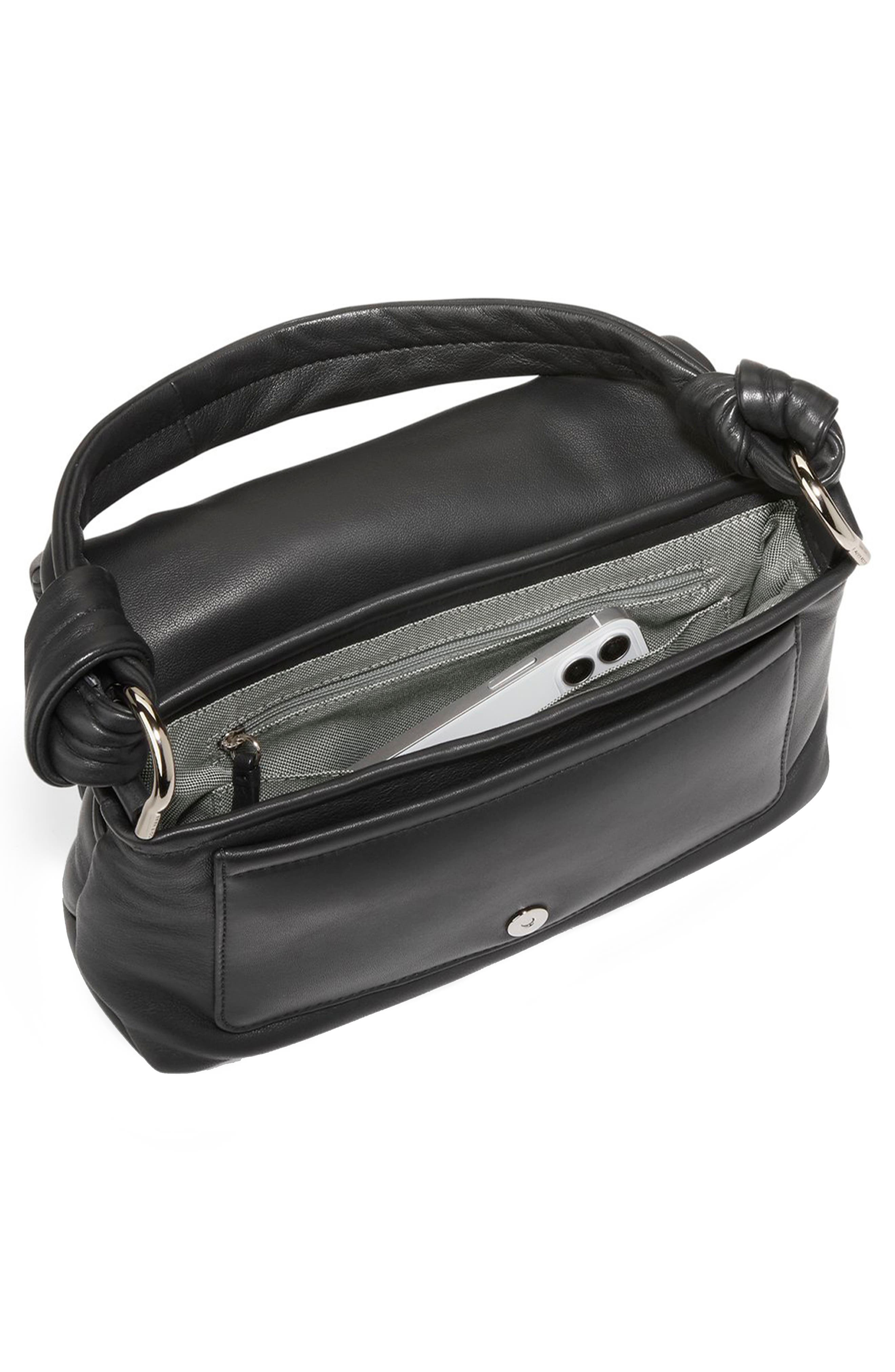 Quilted Leather Shoulder Bag, Alternate, color, BLACK