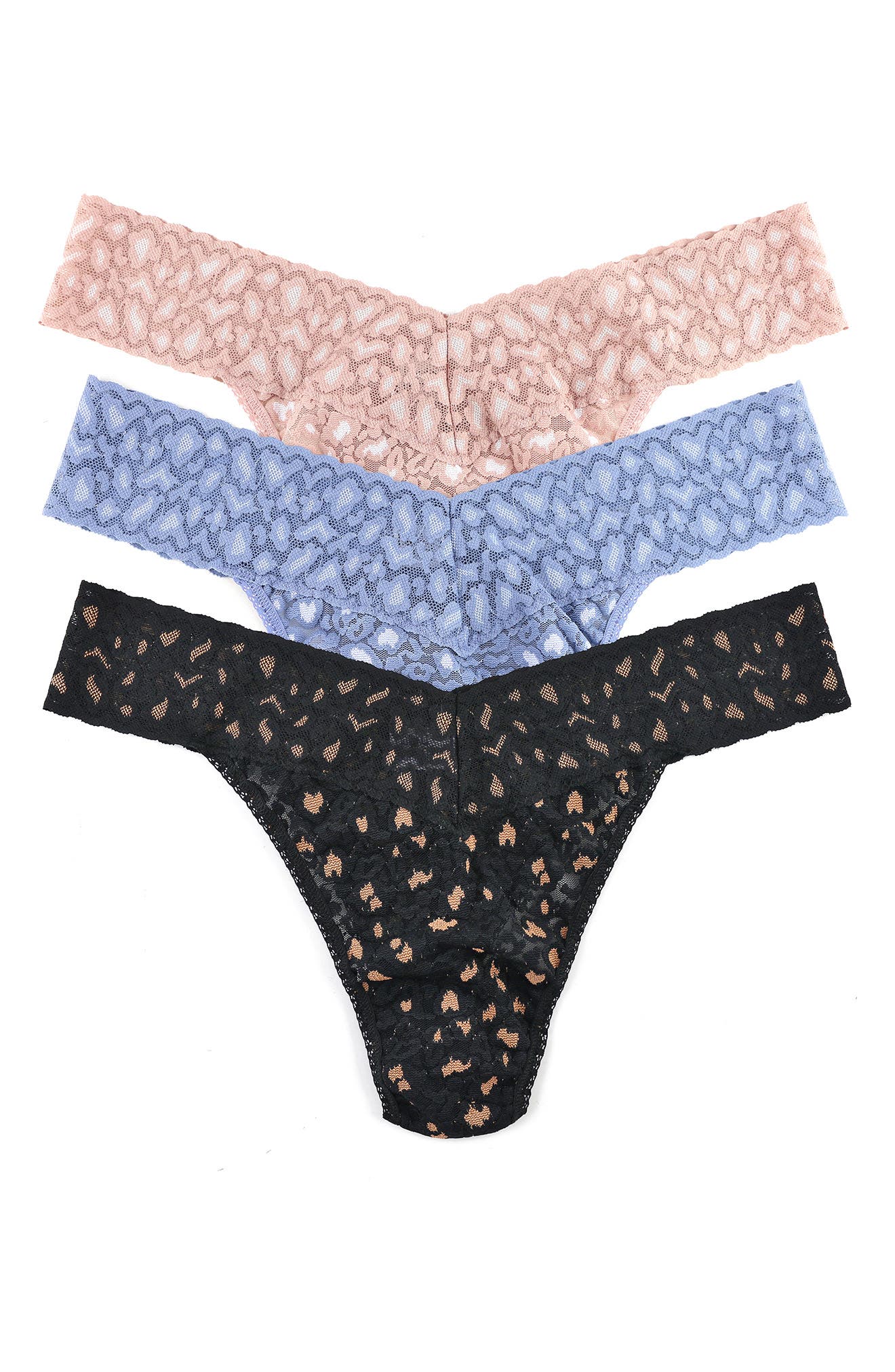 Hanky Panky Leopard Cross Dye Assorted 3-Pack Original Rise Thongs