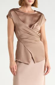 Renee C Cross Front Satin Top