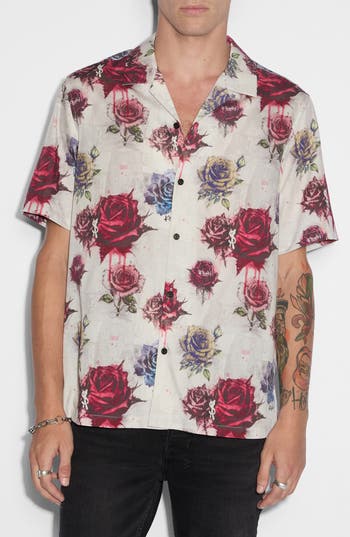 Ksubi Gray & Red Graff Rose Resort Shirt In Assorted Red
