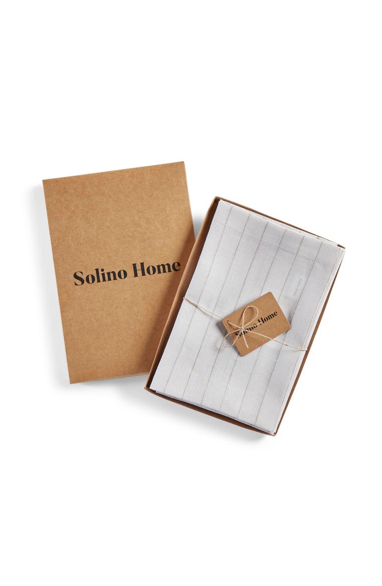 Solino Home Linen Dinner Napkins - Pinstripe, 20" x 20" Inch, Alternate, color, White And Natural