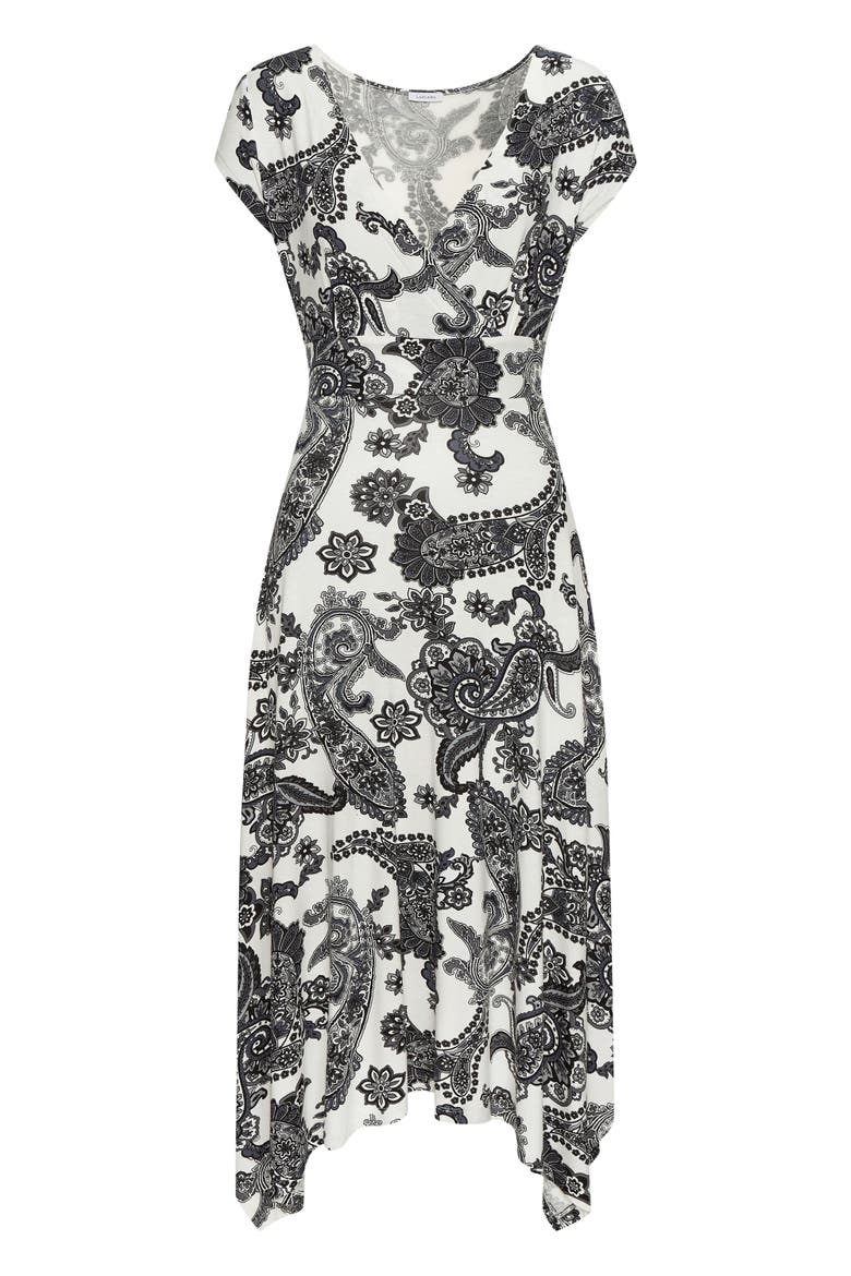 Handkerchief Hem Dress, Alternate, color, Black & White