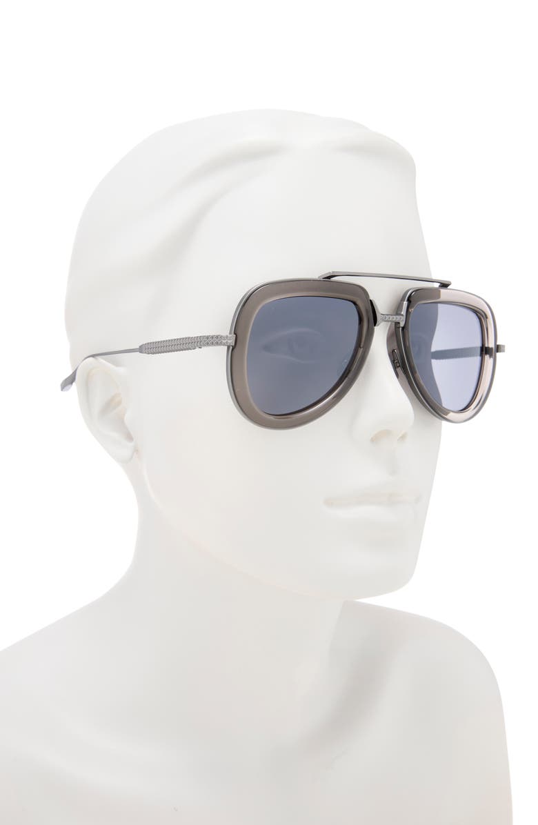 Valentino 50mm Aviator Sunglasses, Alternate, color, Black Black Grey